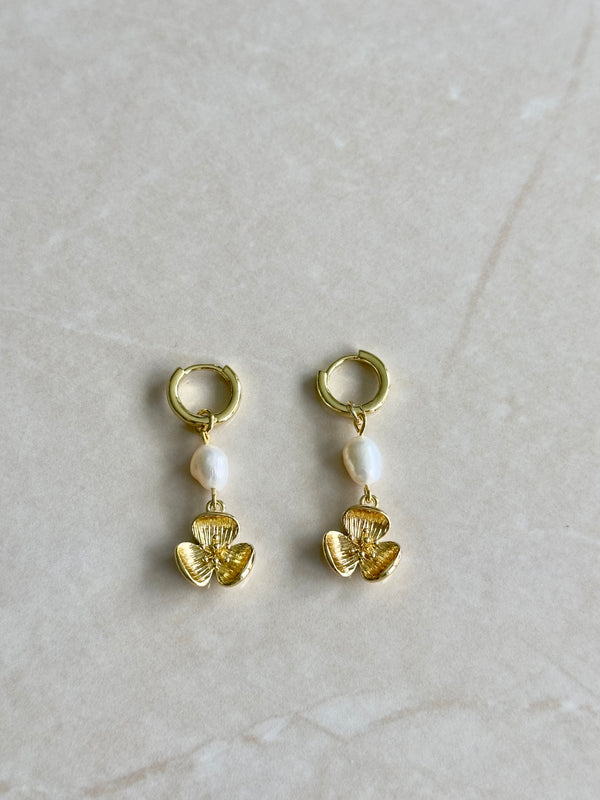 Pearl Blossom Hoops