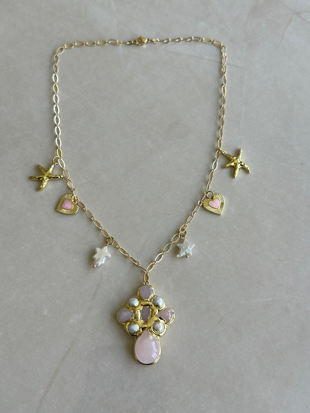 Golden Drift Charm Necklace