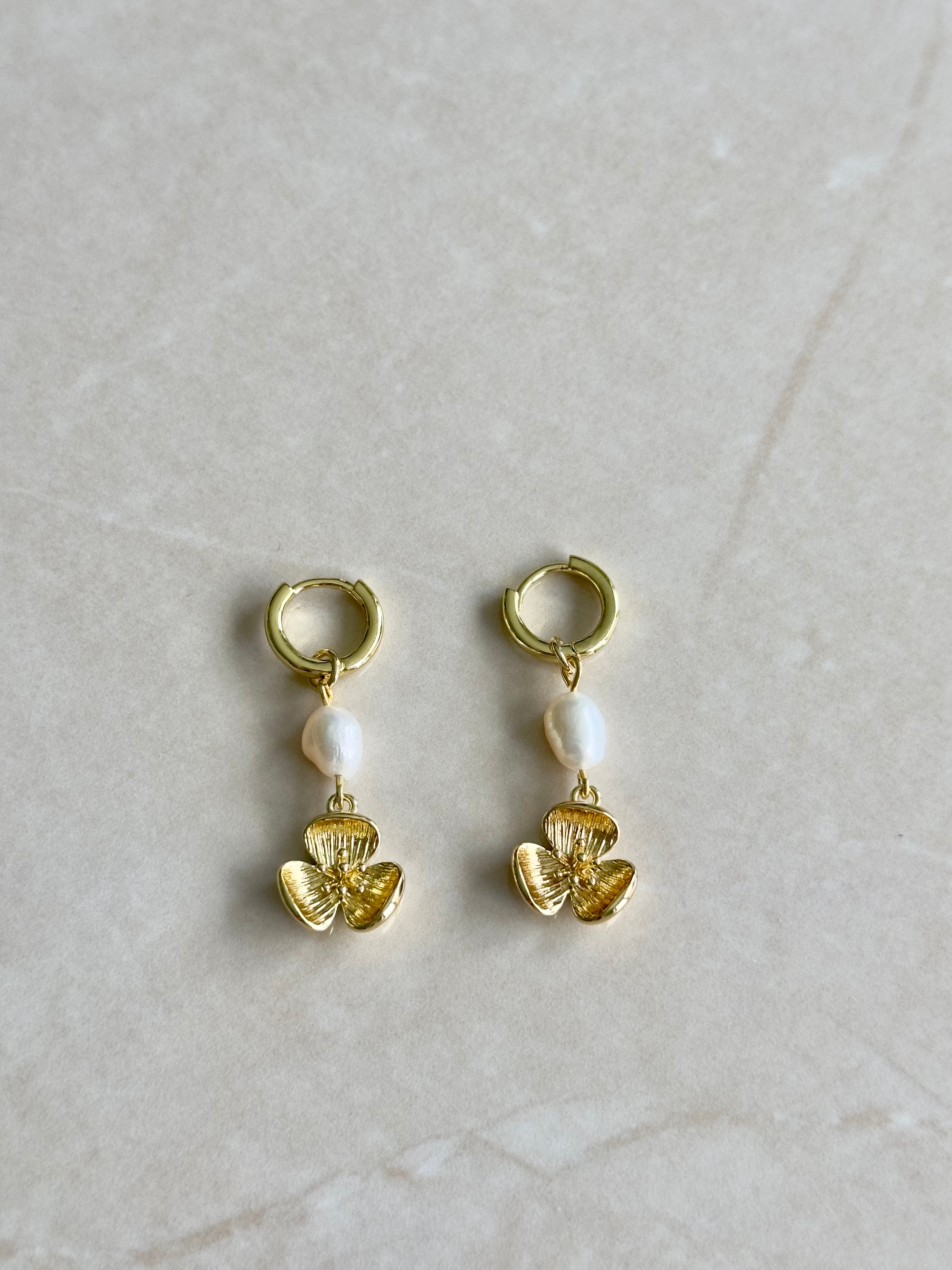 Pearl Blossom Hoops