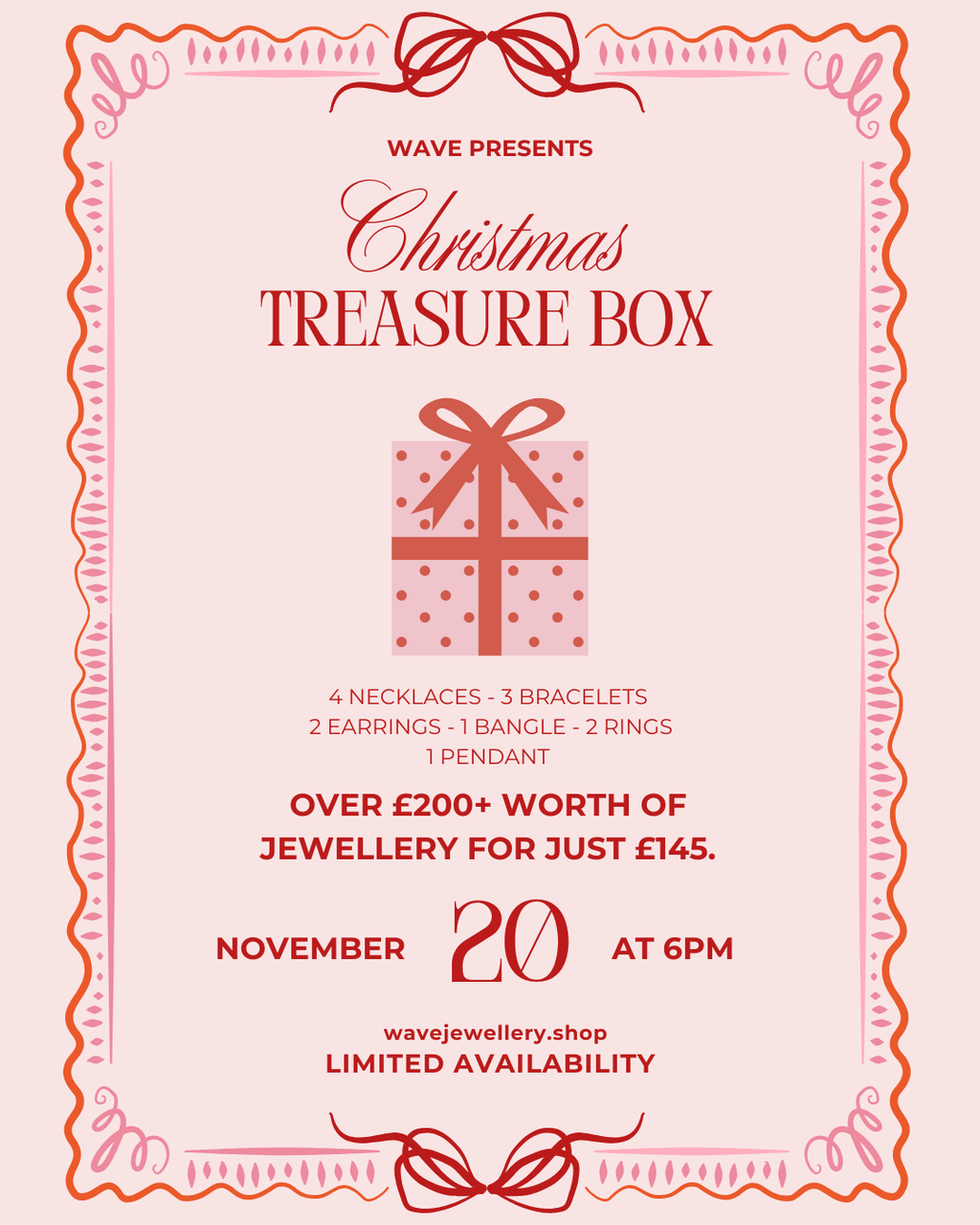 Wave Christmas Treasure Box – 13 Piece Jewellery Set (Worth £200)
