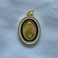 Navy White Oval Charm