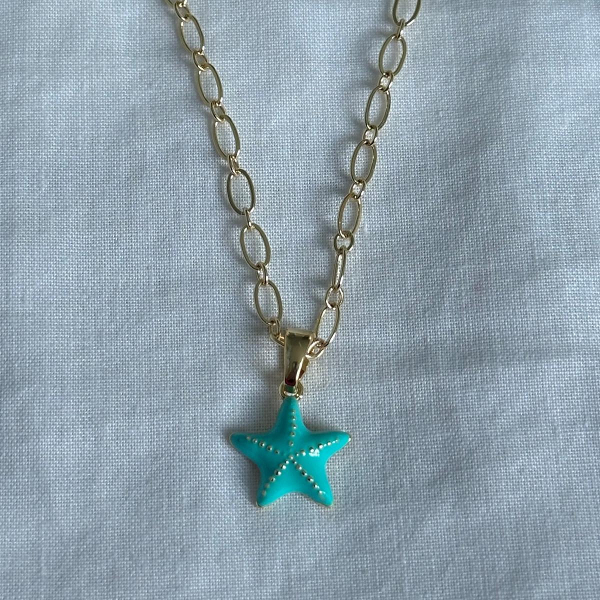 Teal Starfish Necklace