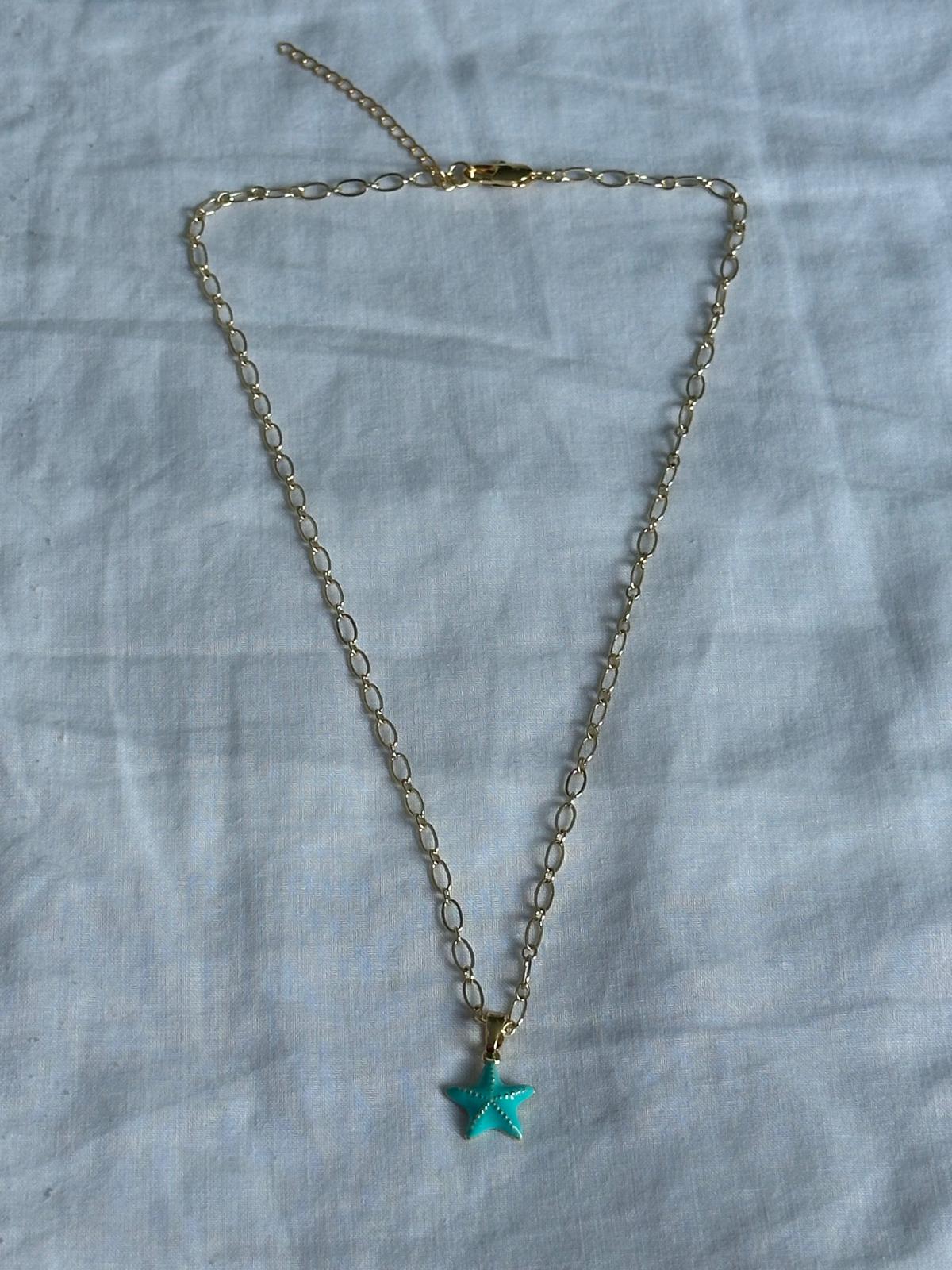 Teal Starfish Necklace