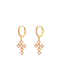 Pink Cross Earrings
